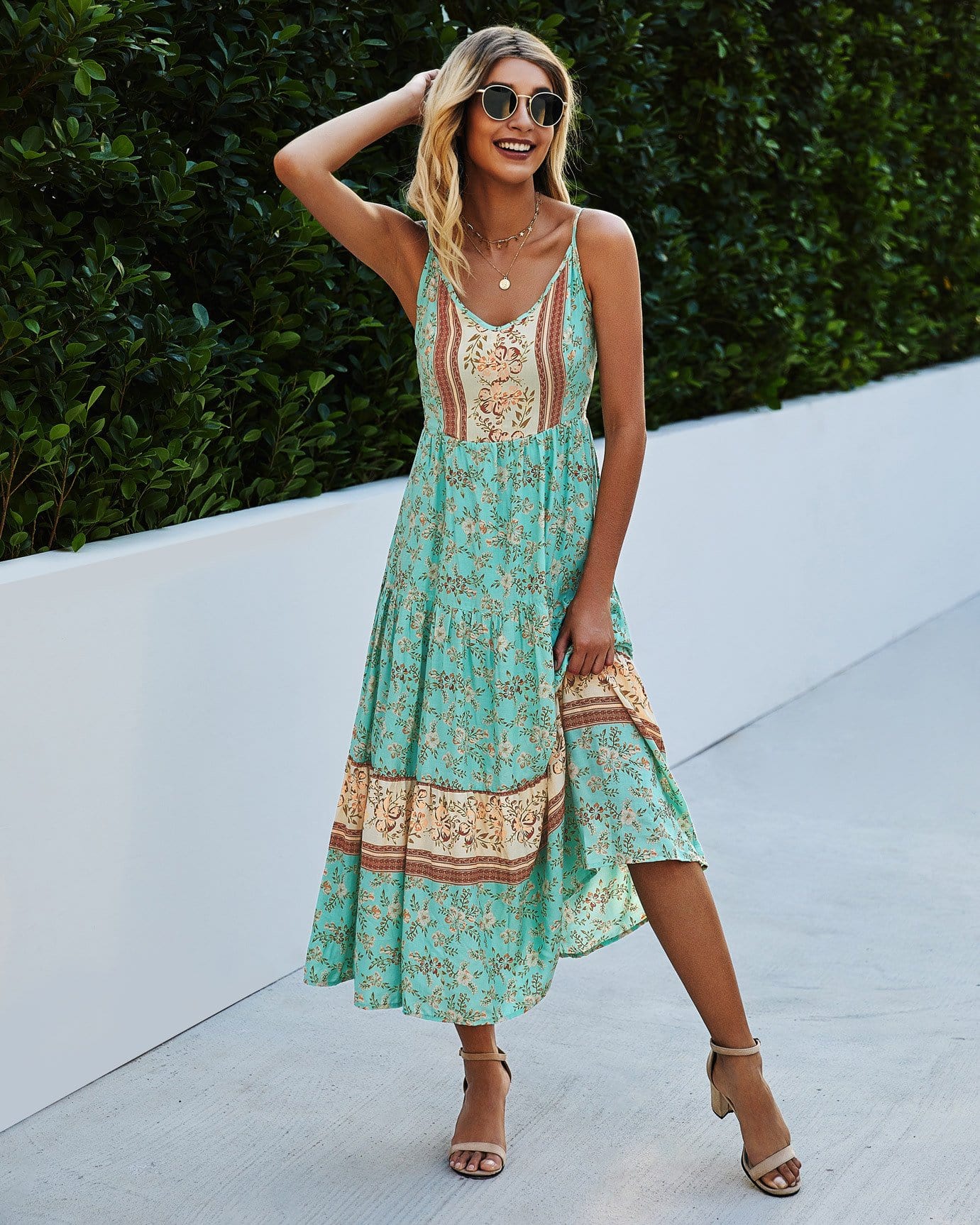V Neck Floral Maxi Dress - Image 9