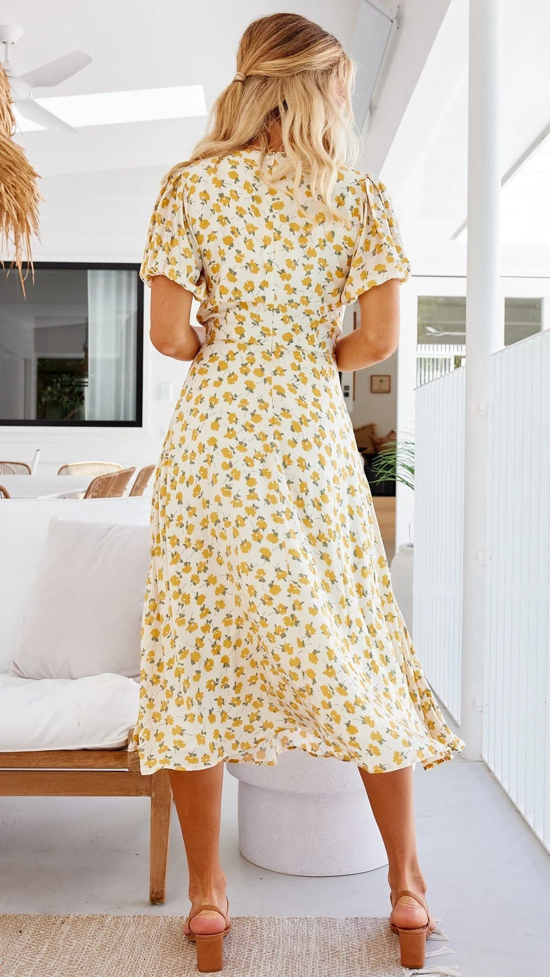V Neck Floral Midi Dress - Image 6