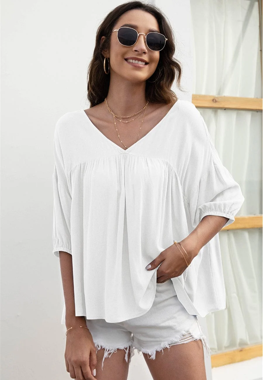 V Neck Flowy Summer Blouse - Image 10
