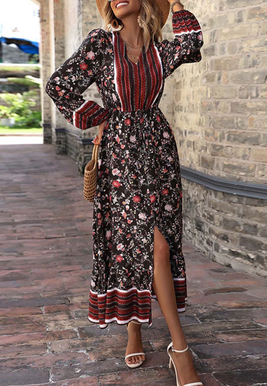 V Neck Front Slit Dress - Image 2