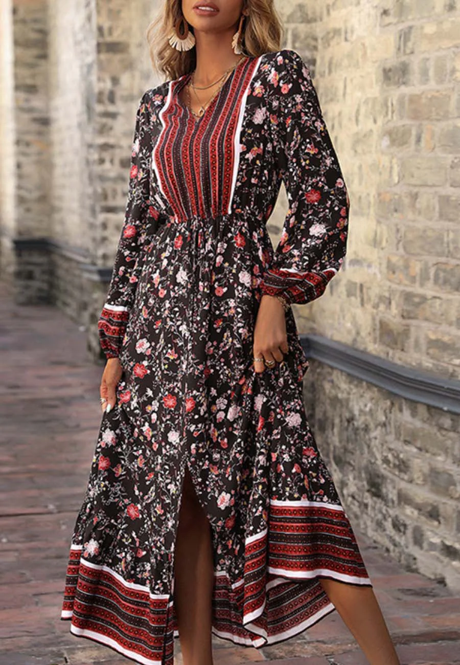 V Neck Front Slit Dress - Image 3
