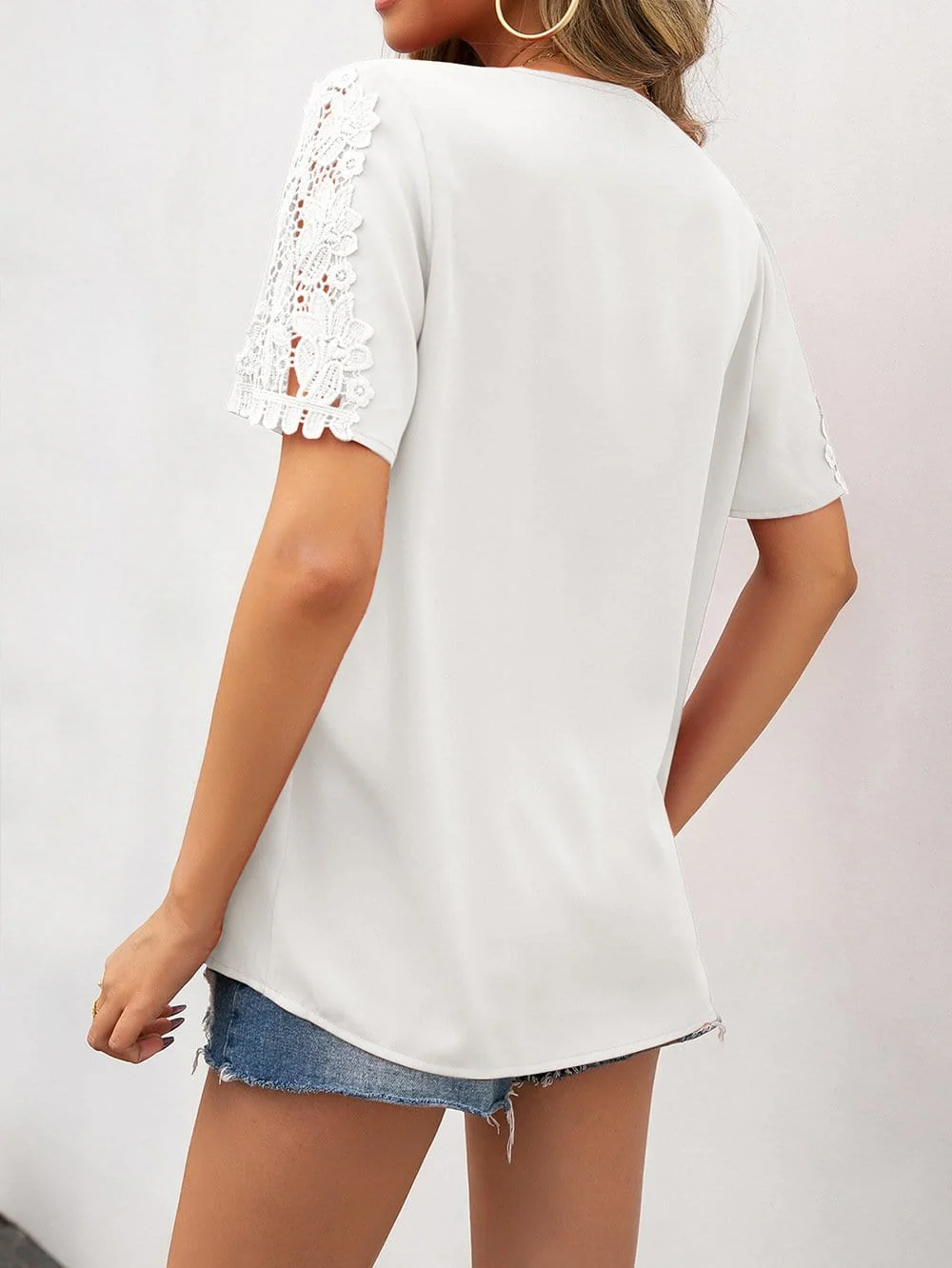 V Neck Lace Detail Blouse - Image 14