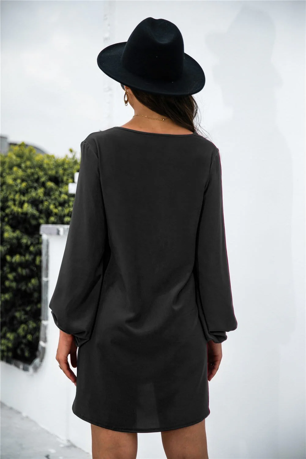 V Neck Lace Trim Dress - Image 13