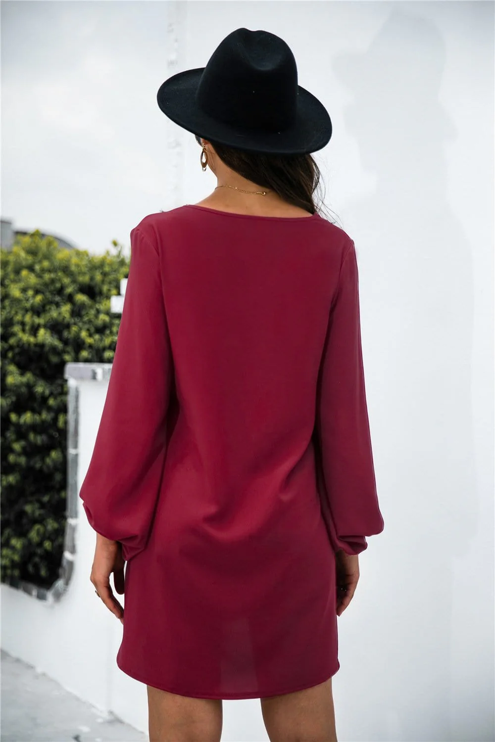 V Neck Lace Trim Dress - Image 7