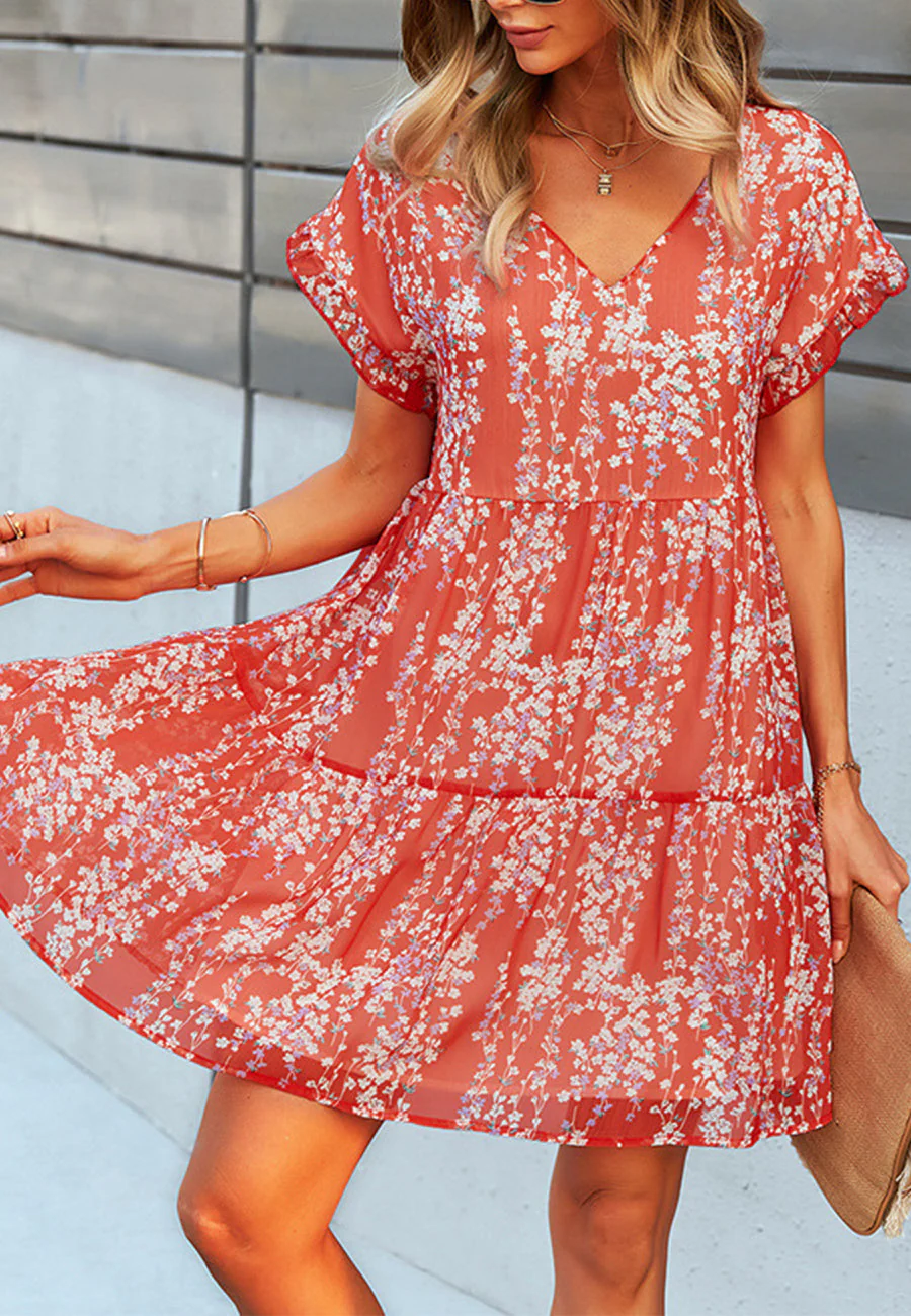 V Neck Leopard Tiered Dress - Image 14