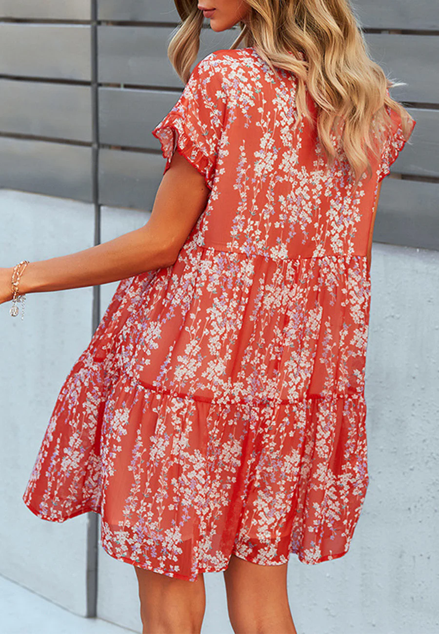 V Neck Leopard Tiered Dress - Image 18