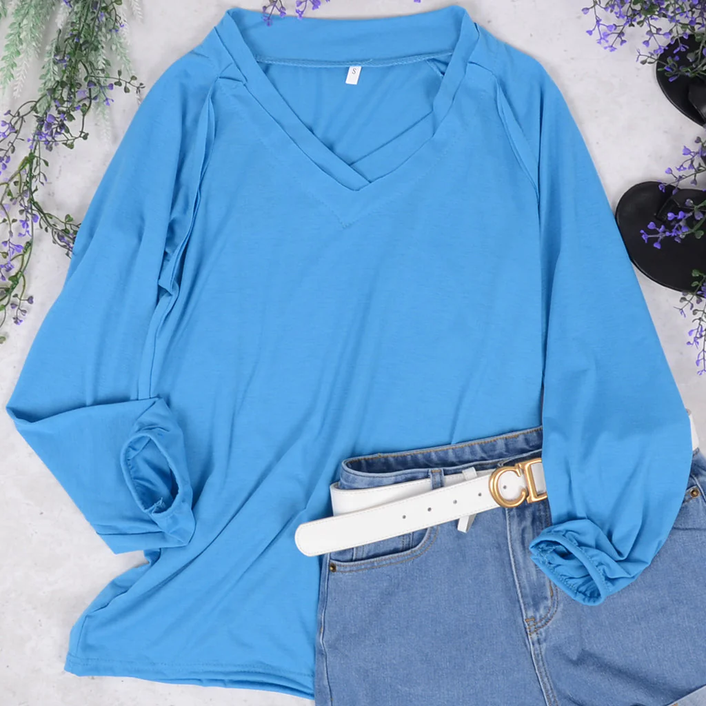 V Neck Long Sleeve Shirt - Image 11