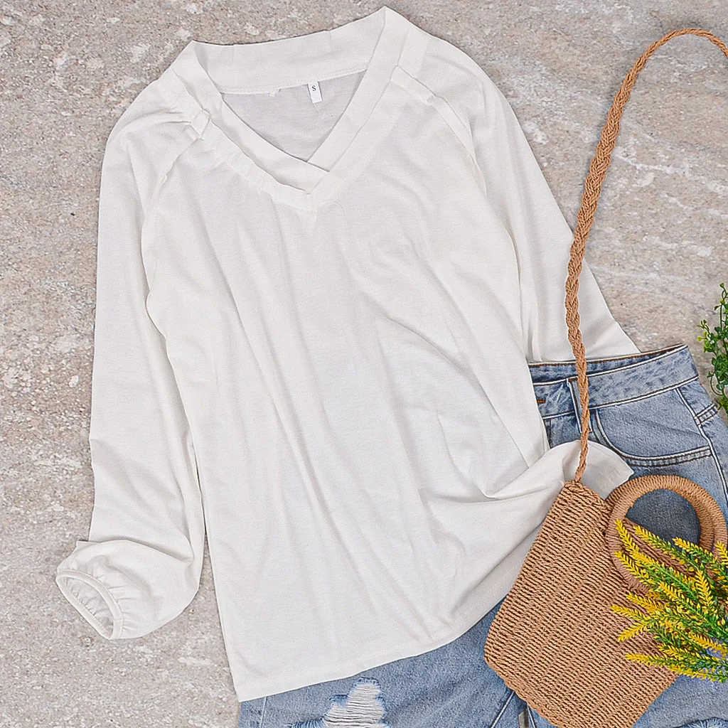 V Neck Long Sleeve Shirt - Image 14