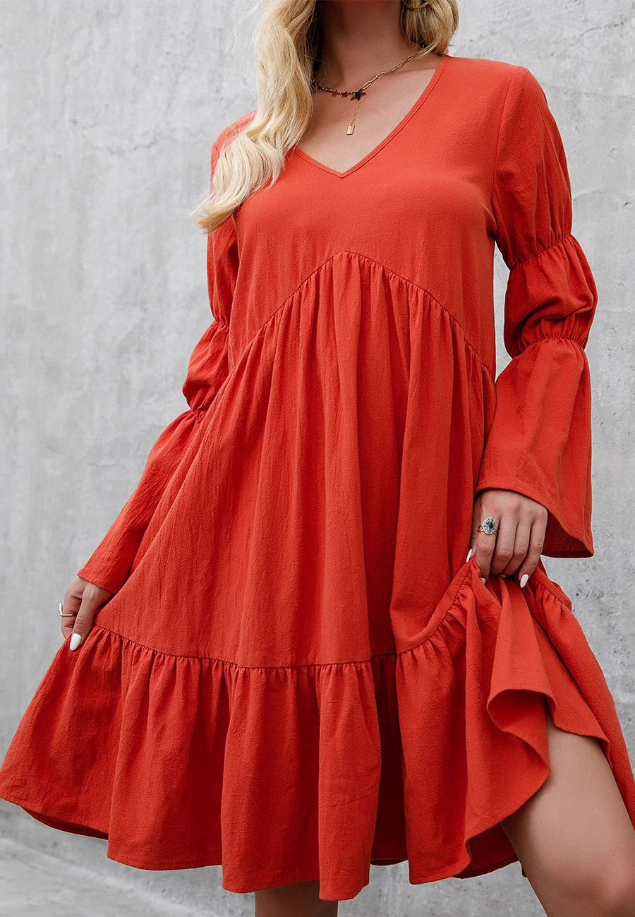 V Neck Marie Sleeves Dress - Image 2