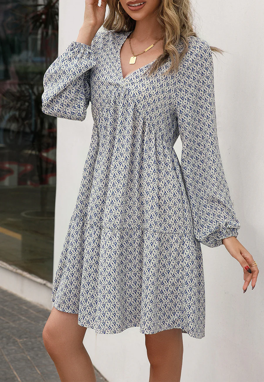 V Neck Oriental Print Dress - Image 2