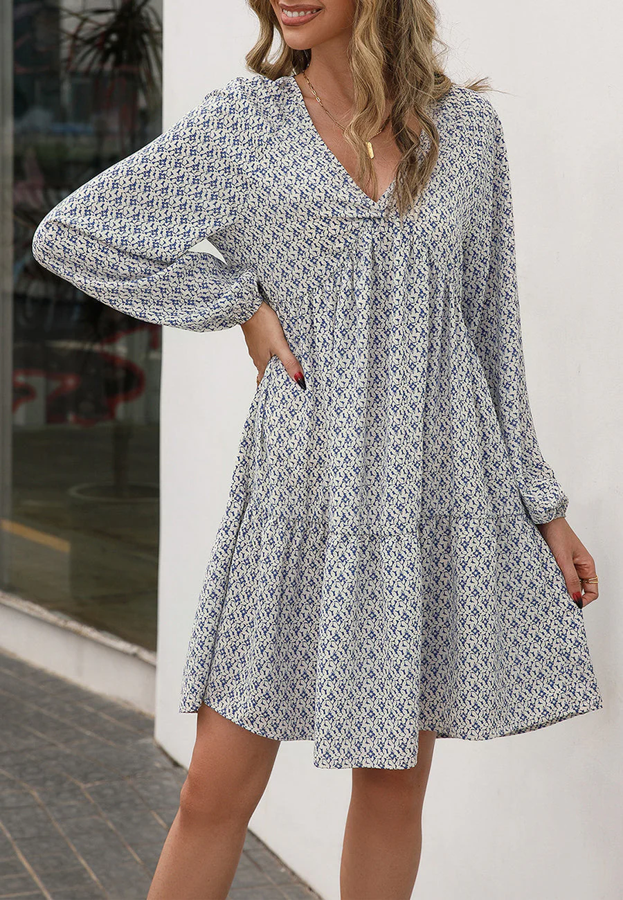 V Neck Oriental Print Dress - Image 5