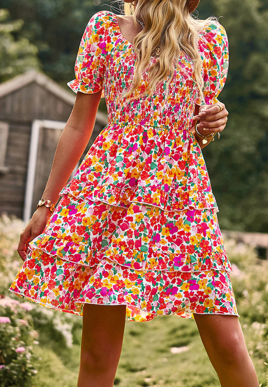 V Neck Ruffle Layered Dress - Image 11