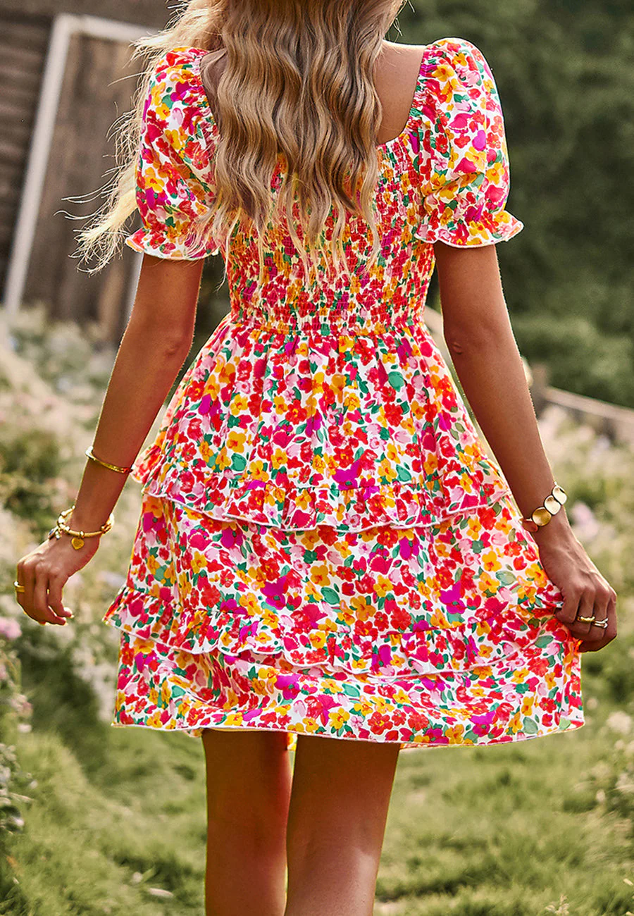 V Neck Ruffle Layered Dress - Image 12