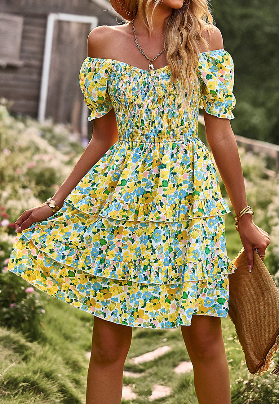 V Neck Ruffle Layered Dress - Image 3