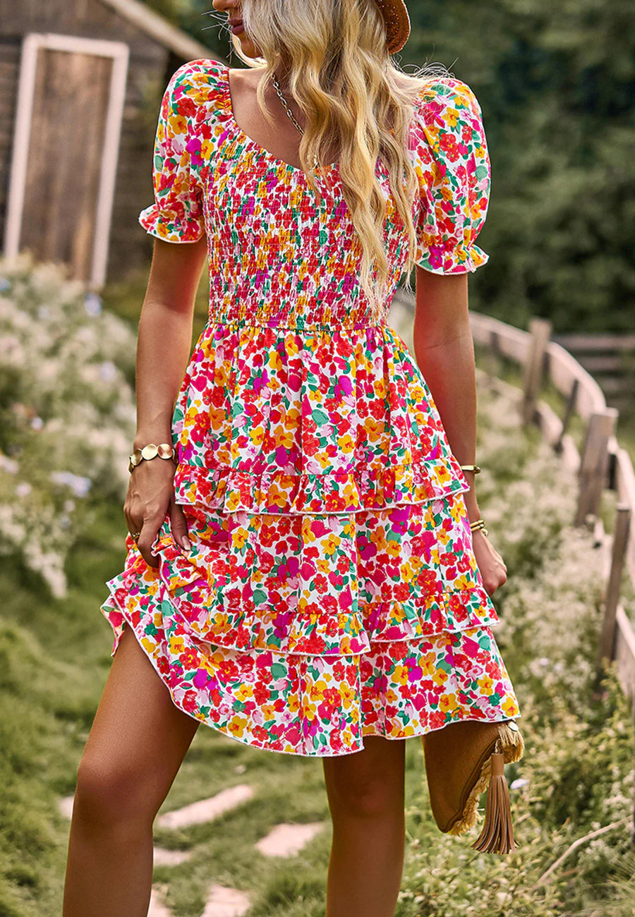 V Neck Ruffle Layered Dress - Image 6