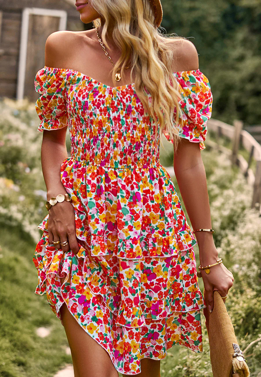 V Neck Ruffle Layered Dress - Image 7