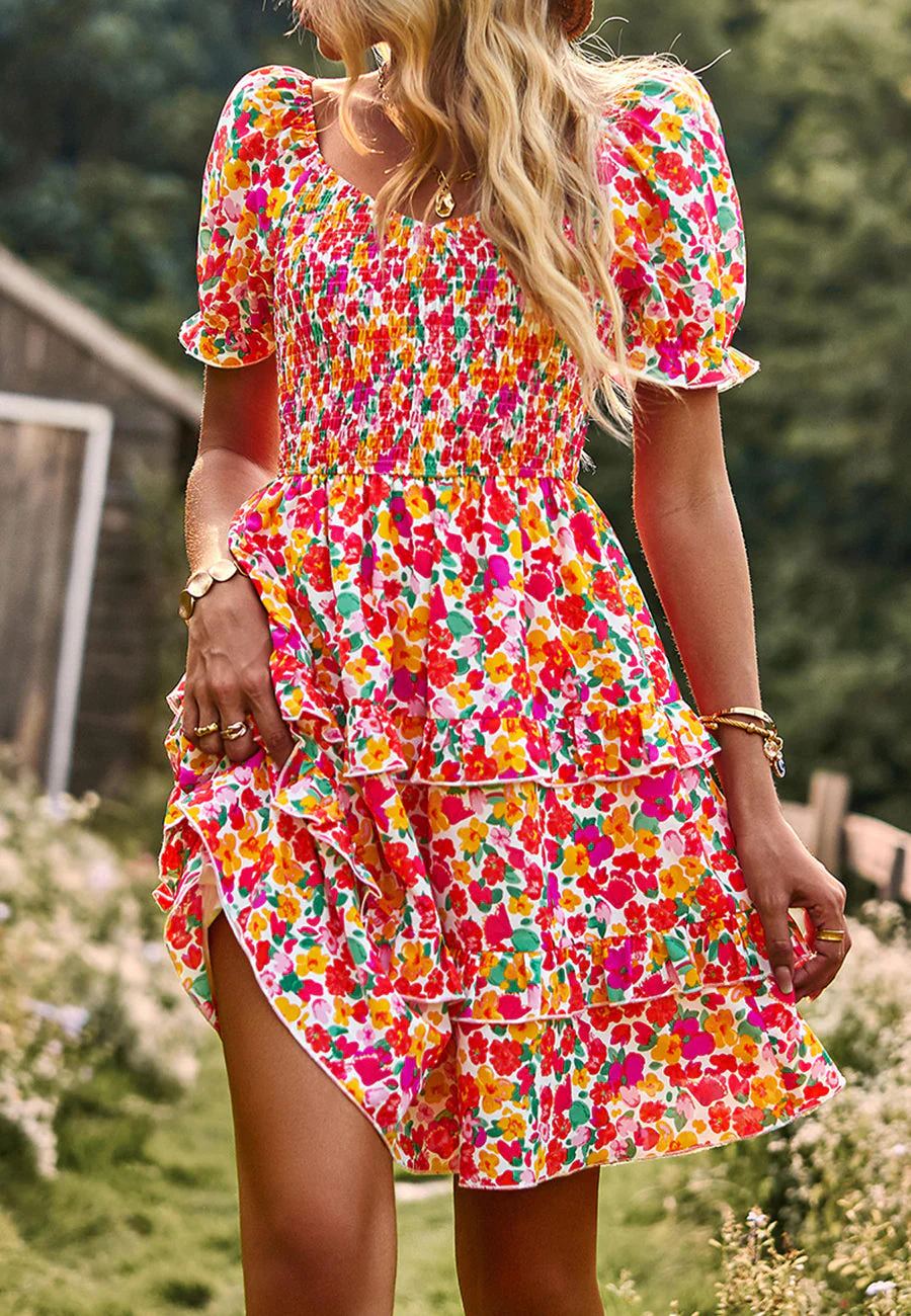V Neck Ruffle Layered Dress - Image 9