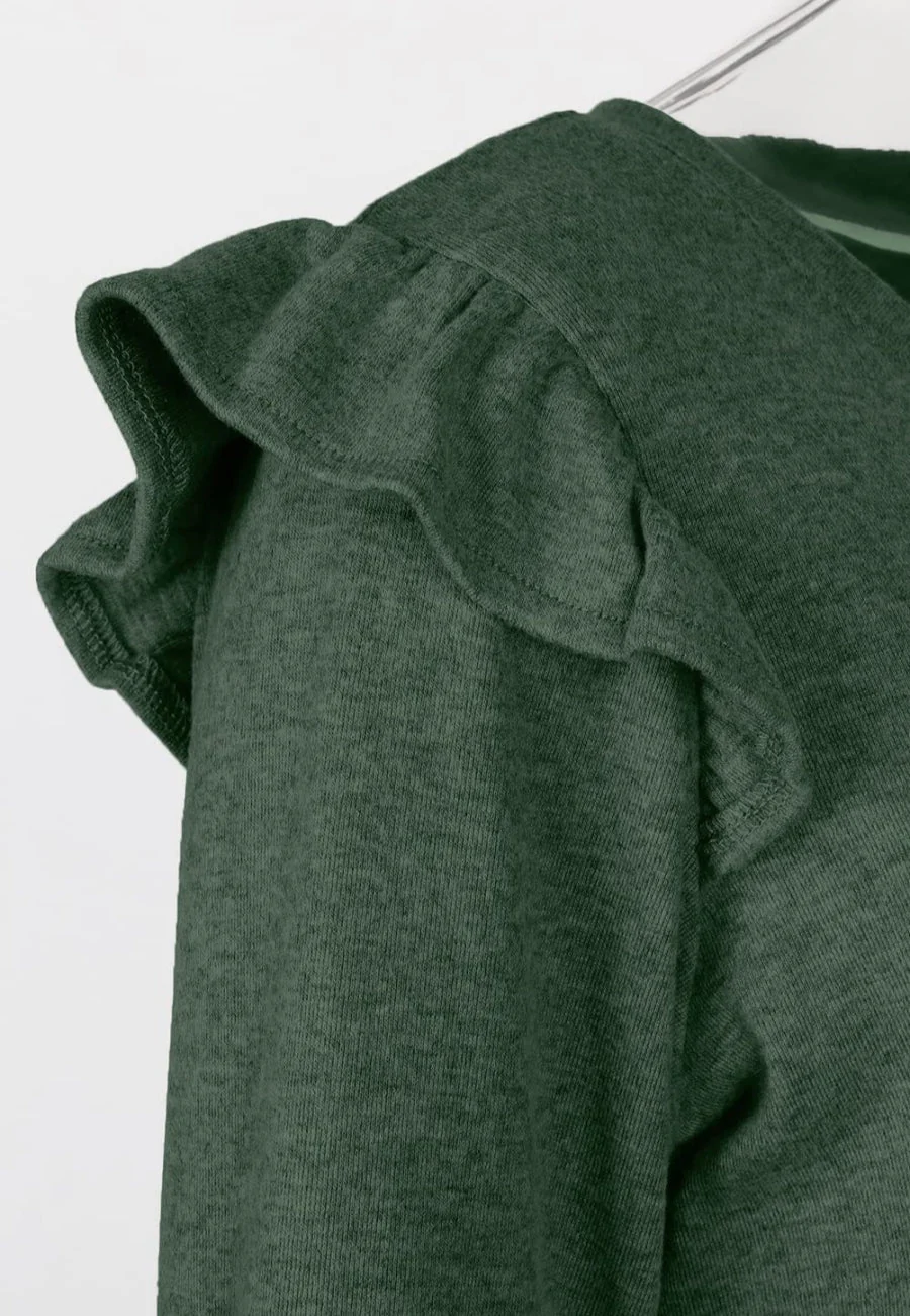V Neck Ruffle Shoulder Sweater - Image 10