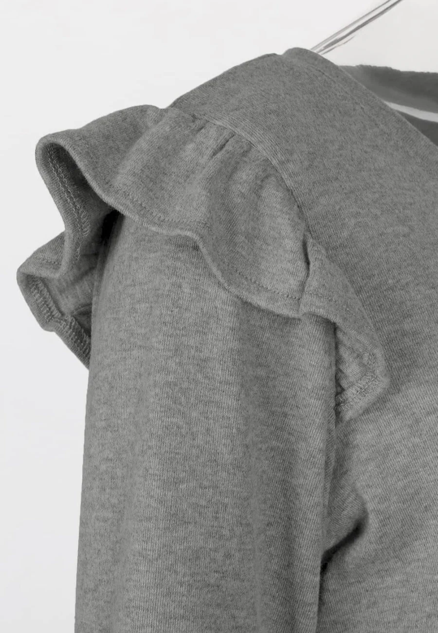 V Neck Ruffle Shoulder Sweater - Image 14