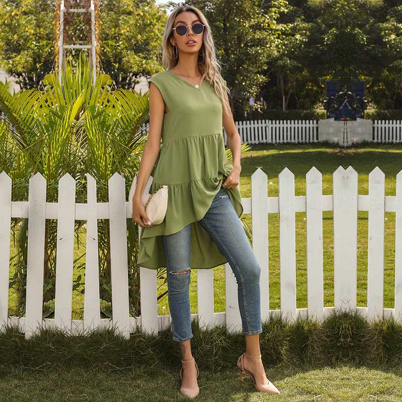 V-Neck Ruffle Tunic Tank - Image 10