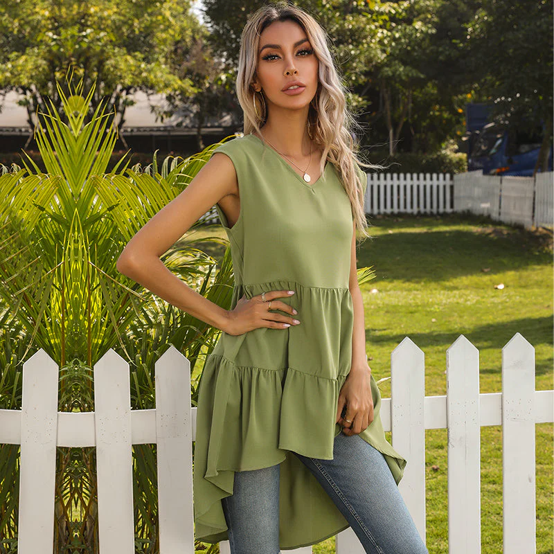 V-Neck Ruffle Tunic Tank - Image 11