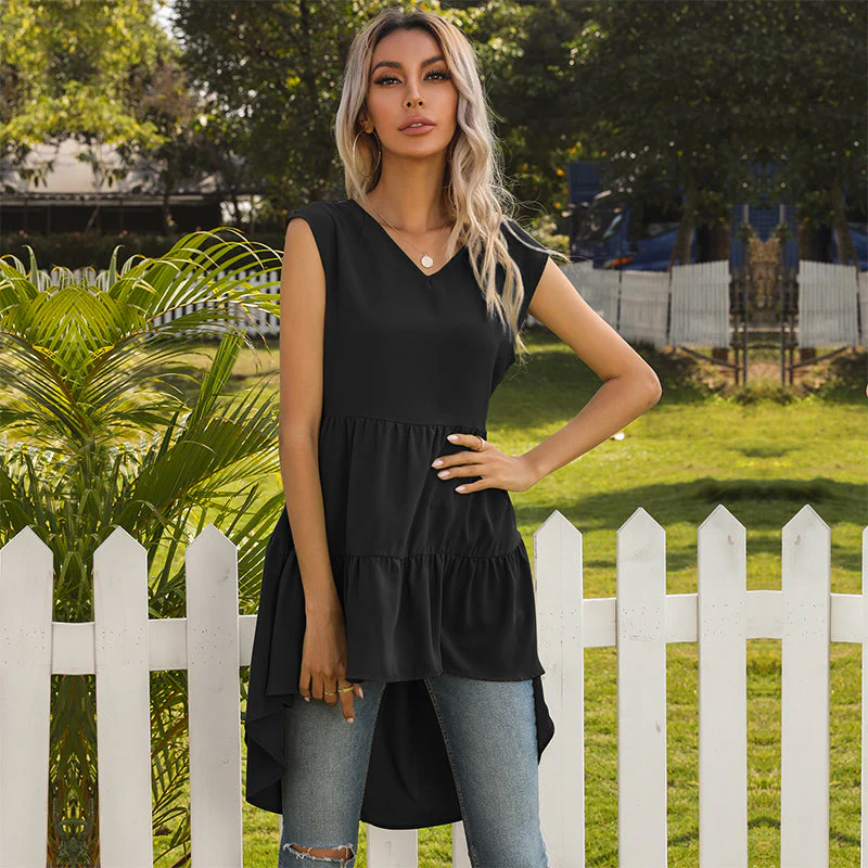 V-Neck Ruffle Tunic Tank - Image 3