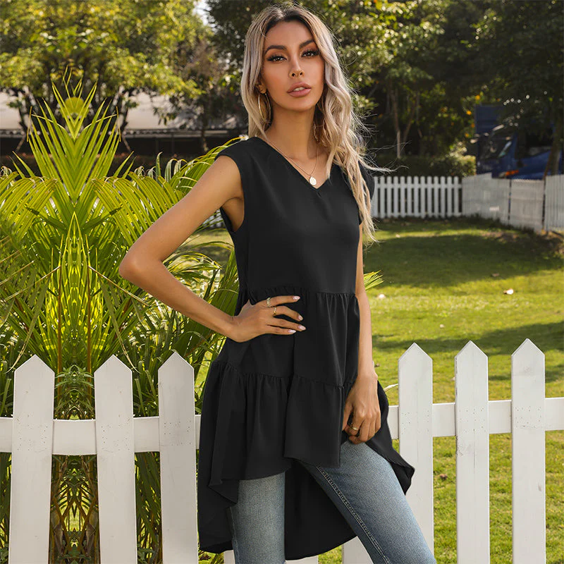 V-Neck Ruffle Tunic Tank - Image 4