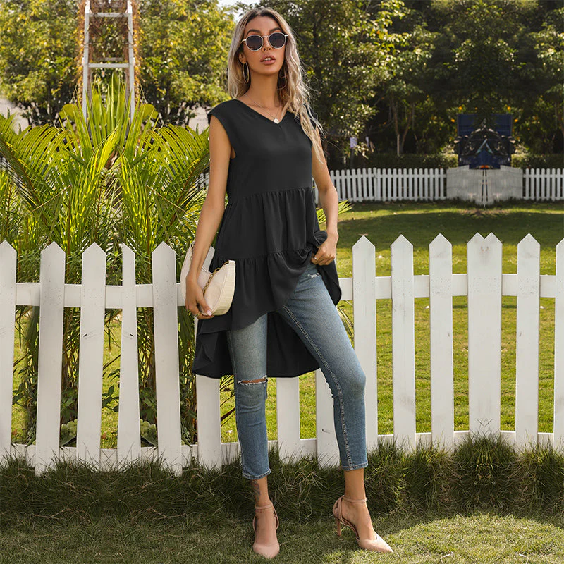 V-Neck Ruffle Tunic Tank - Image 5