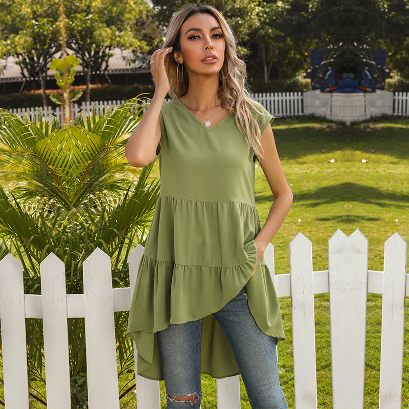 V-Neck Ruffle Tunic Tank - Image 9