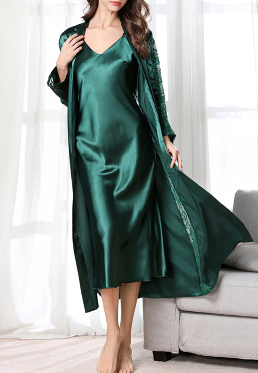 V Neck Slip Dress and Robe Set - Image 6
