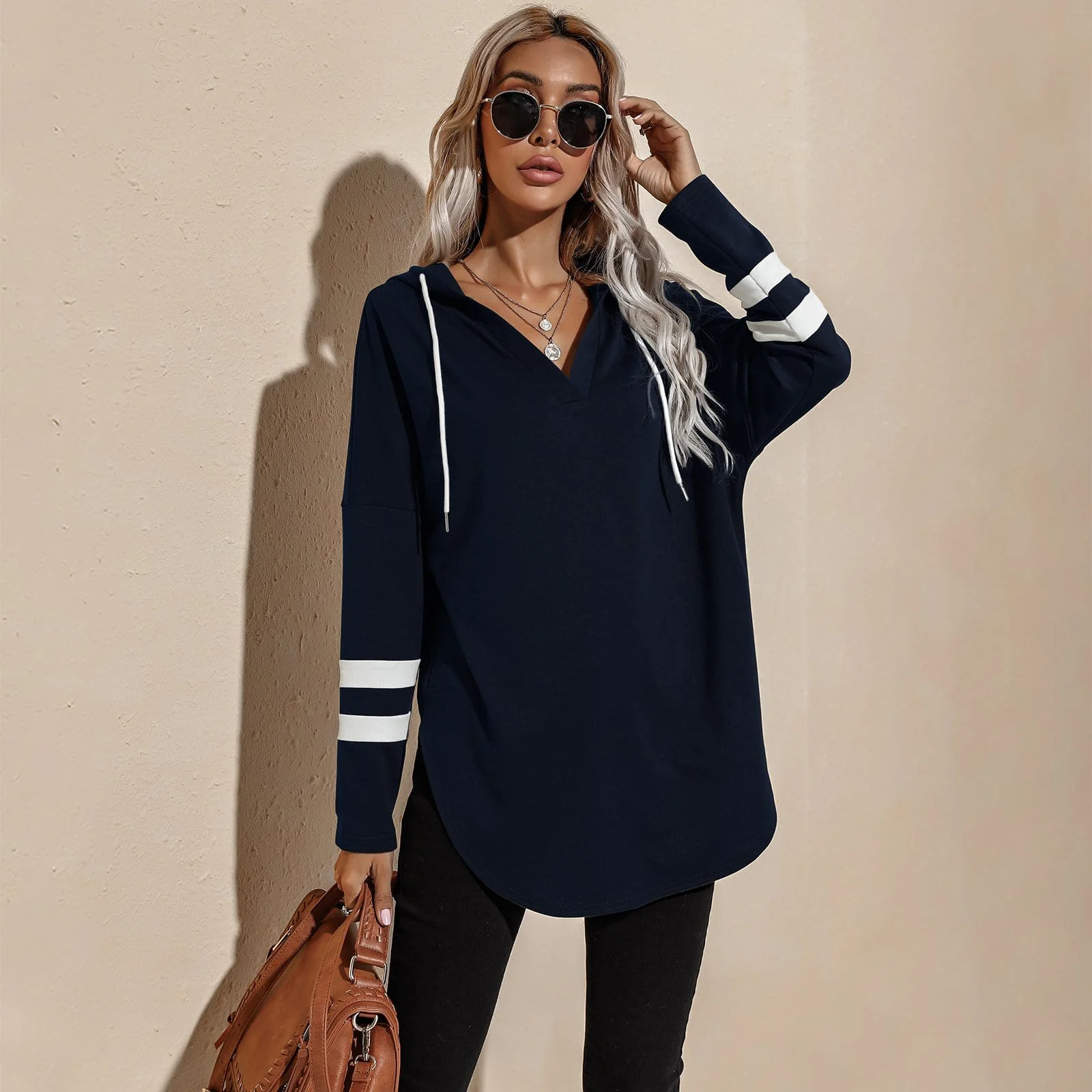 V Neck Sporty Hoodie Sweater - Image 13