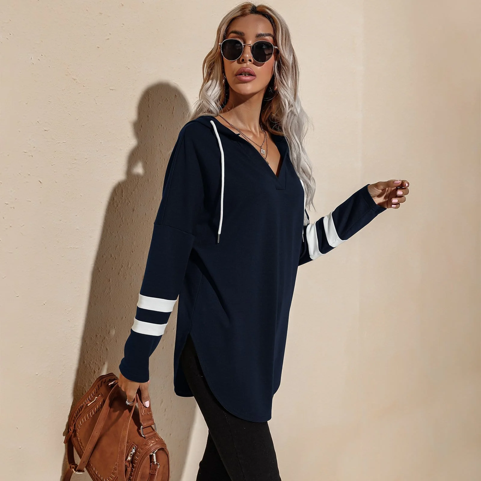 V Neck Sporty Hoodie Sweater - Image 15