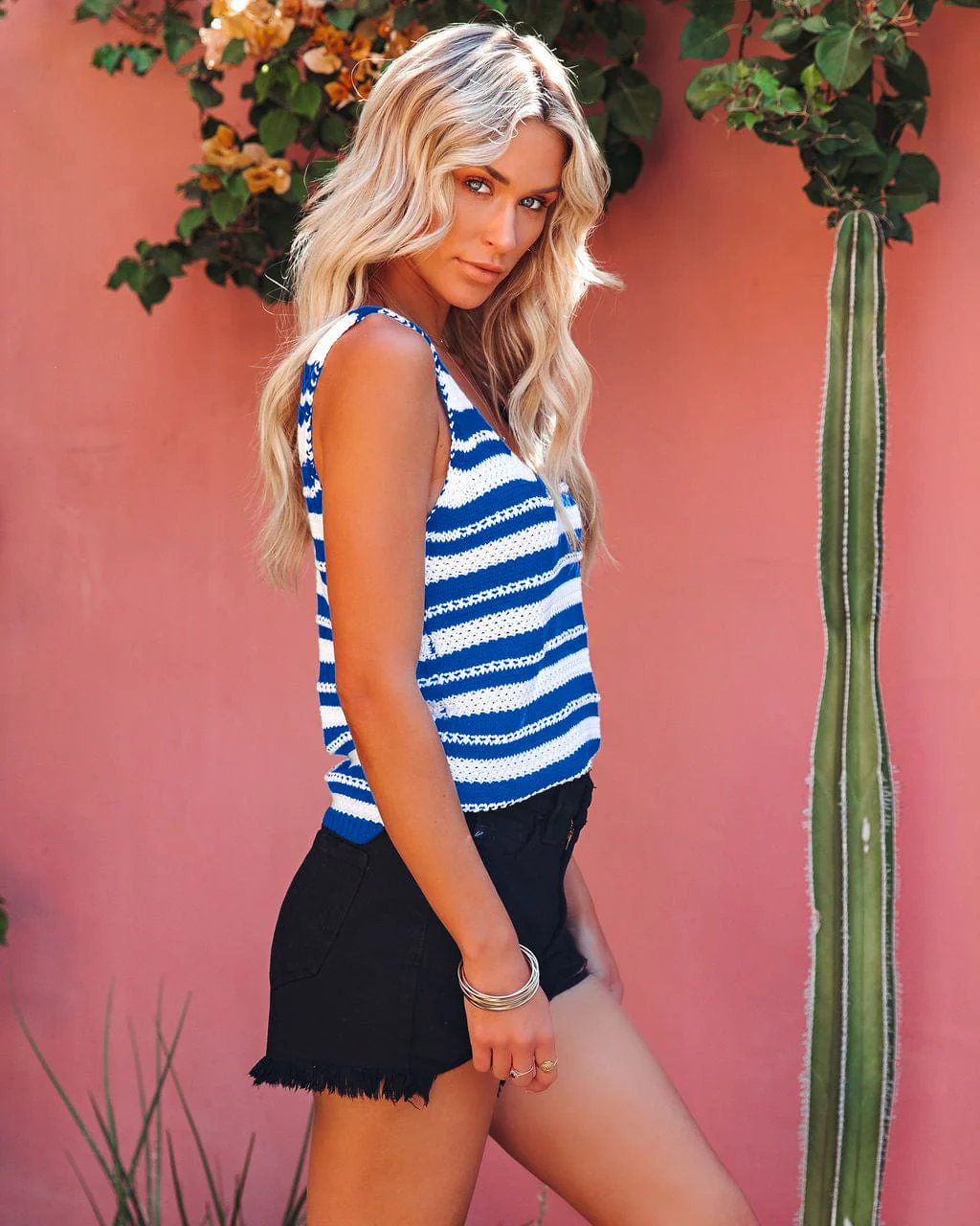V Neck Striped Knit Top - Image 19
