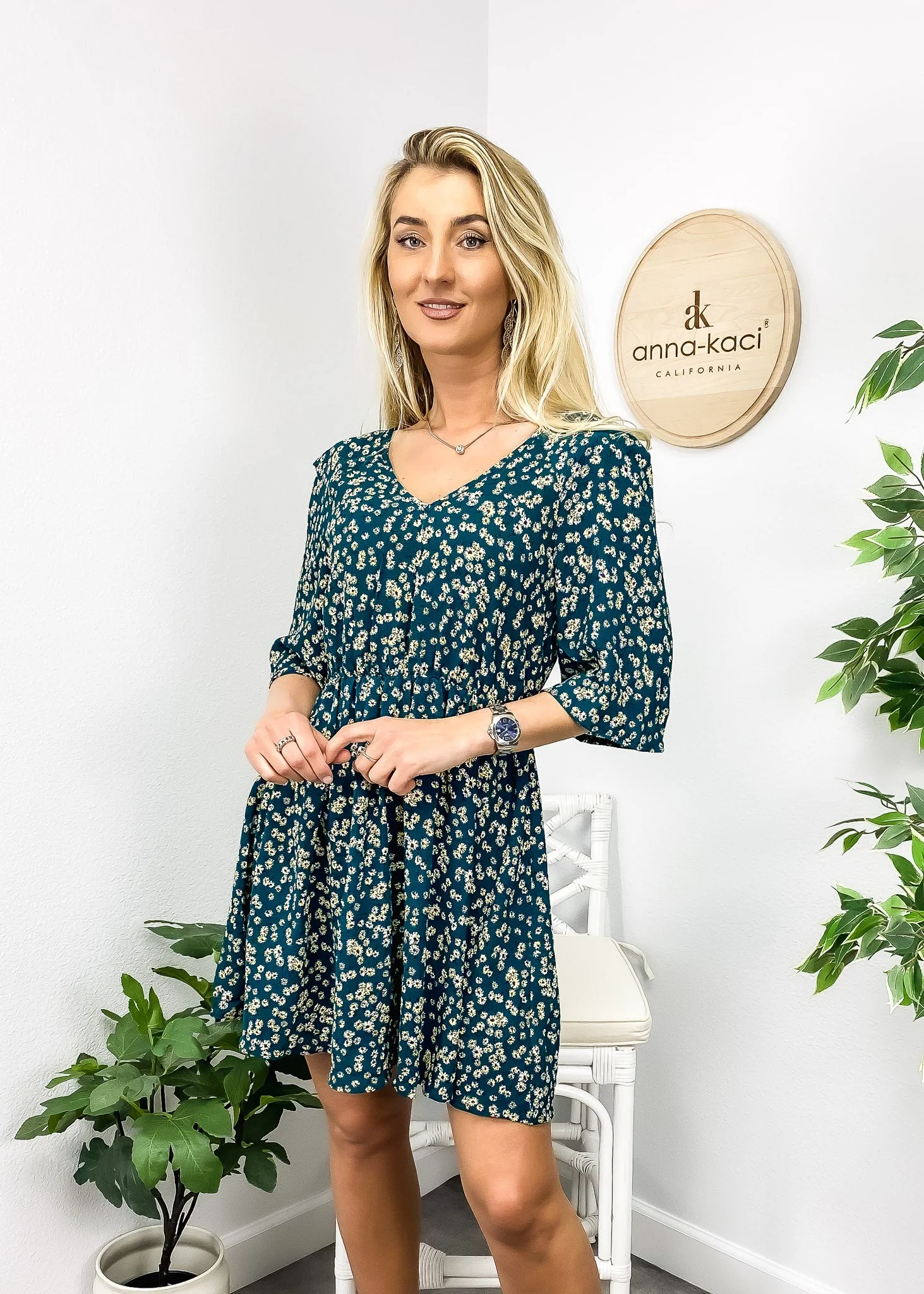 V Neck Tie-Back Dress - Image 3