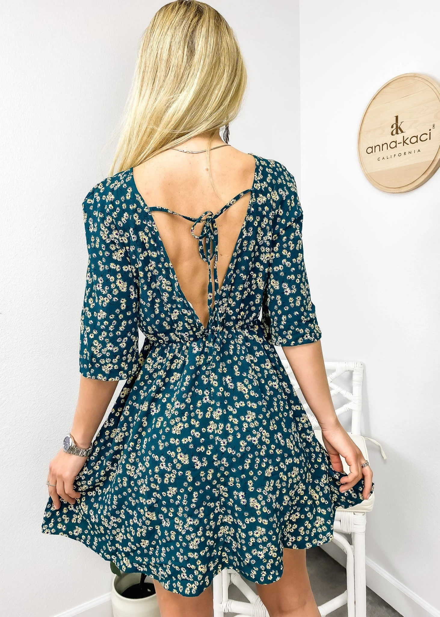 V Neck Tie-Back Dress - Image 5