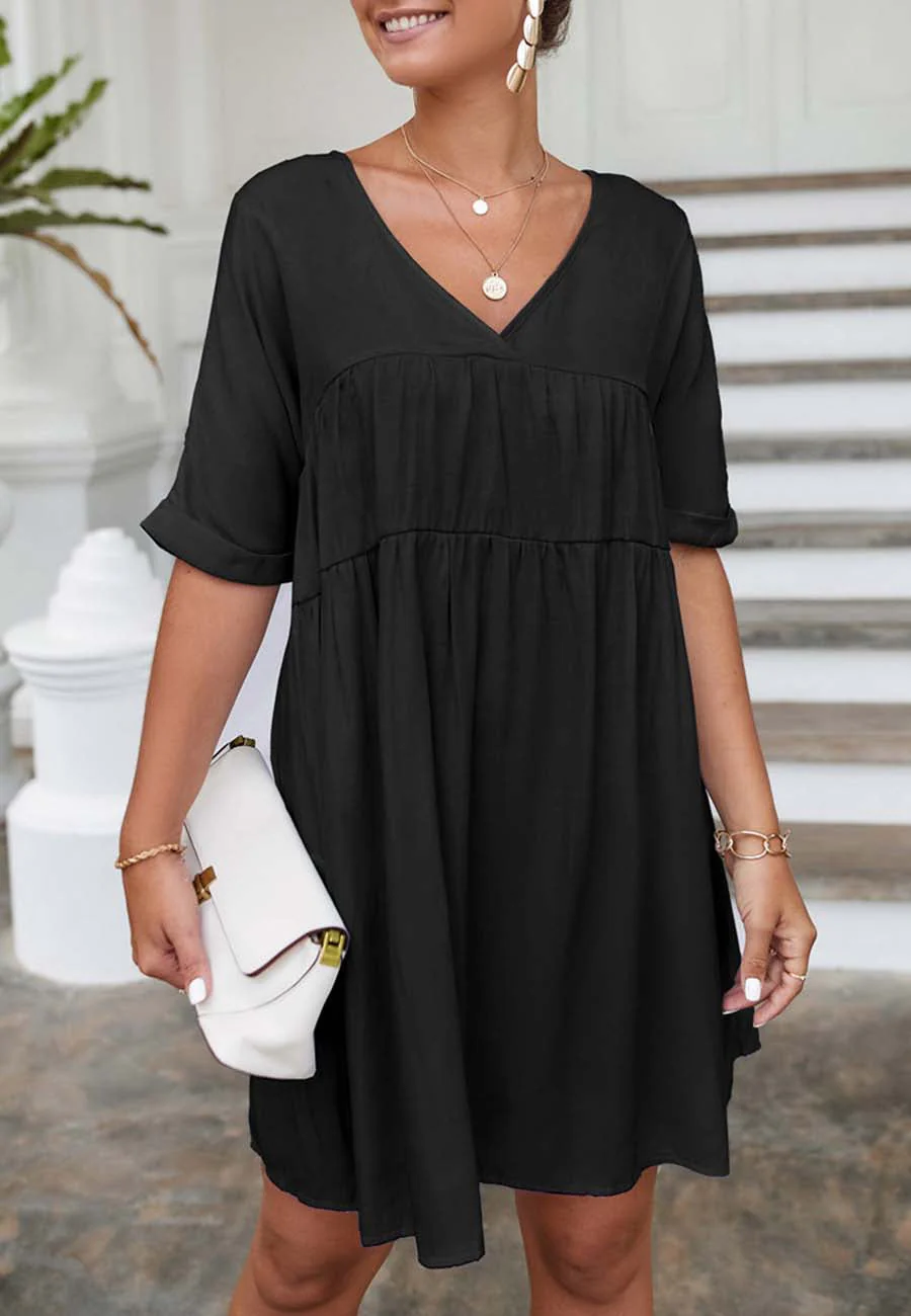 V Neck Tie Back Shift Dress - Image 10