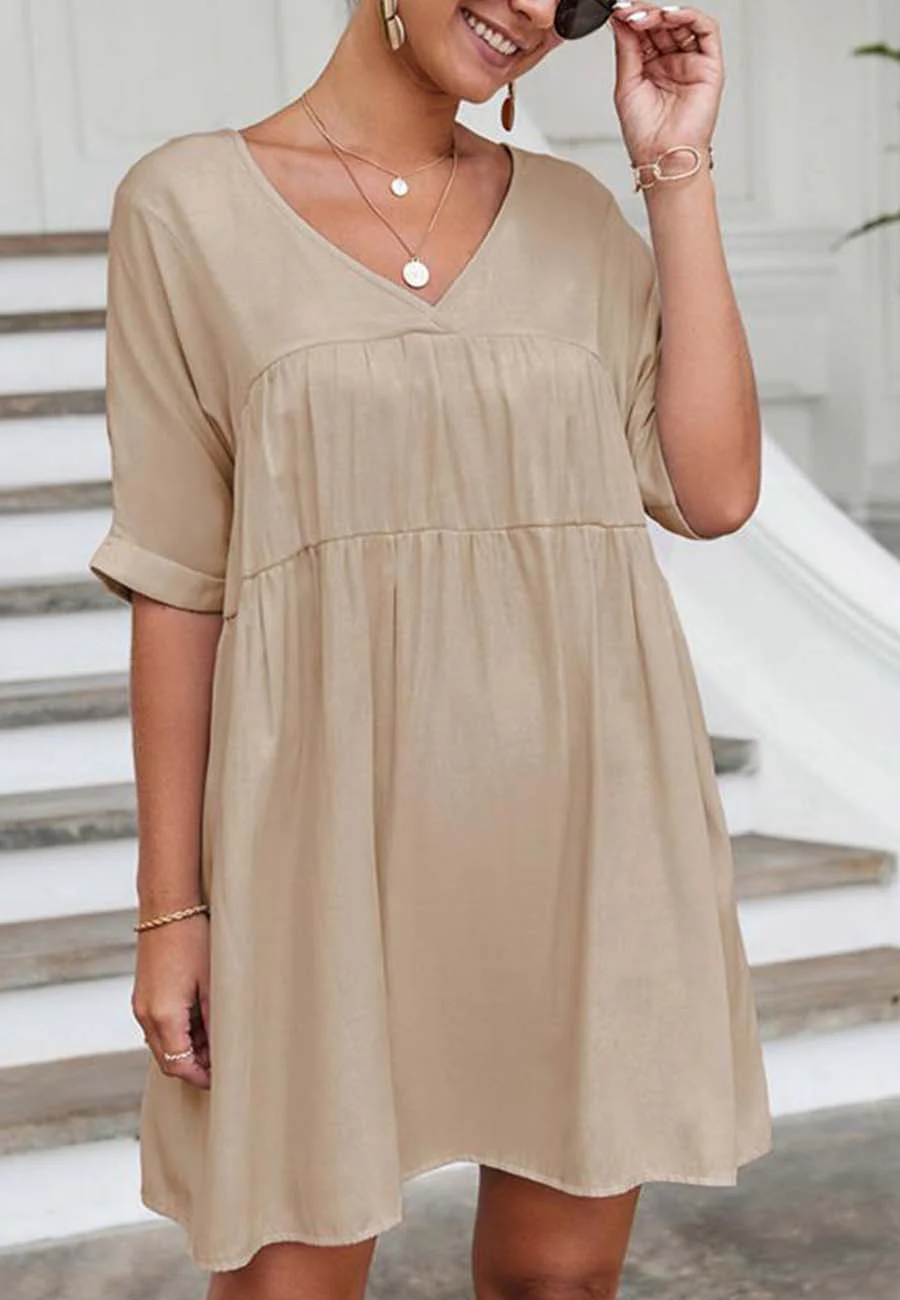 V Neck Tie Back Shift Dress - Image 11