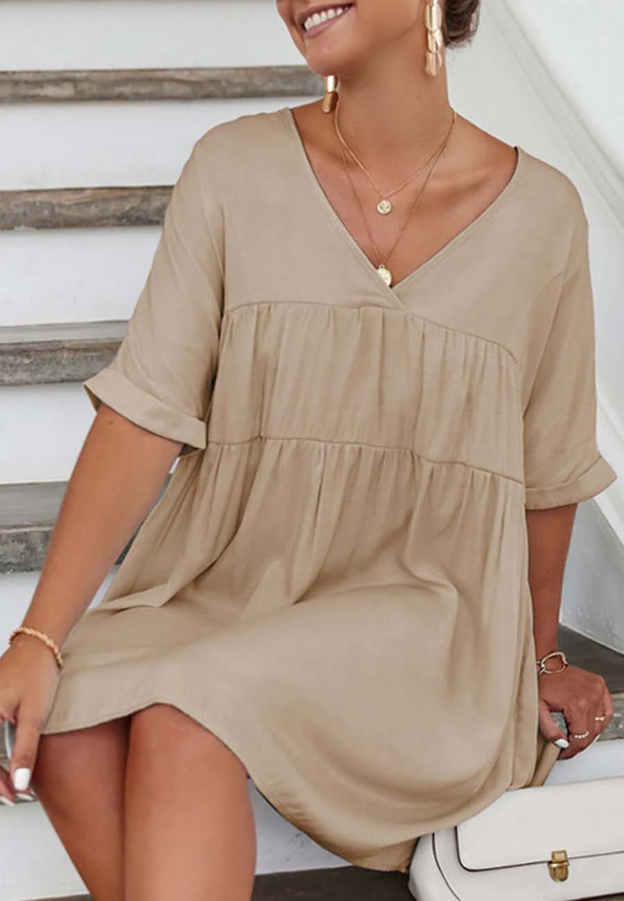 V Neck Tie Back Shift Dress - Image 13