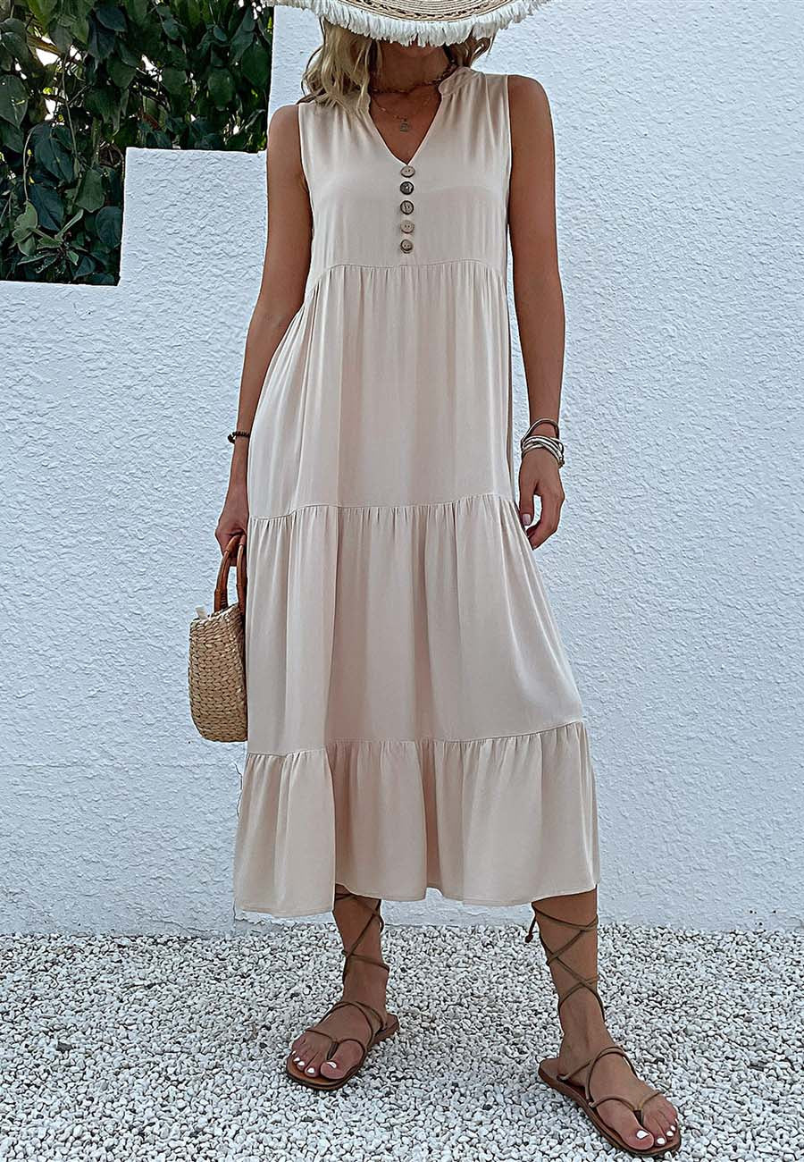 V Neck Tiered Midi Dress - Image 4