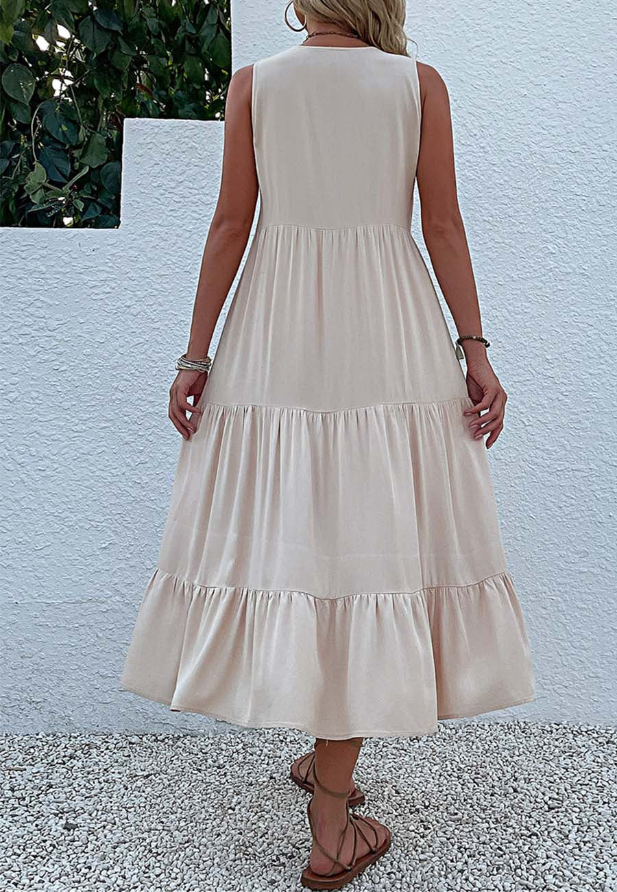 V Neck Tiered Midi Dress - Image 6
