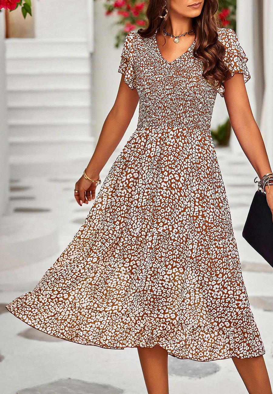 V Neck Tiered Sleeves Dress - Image 13