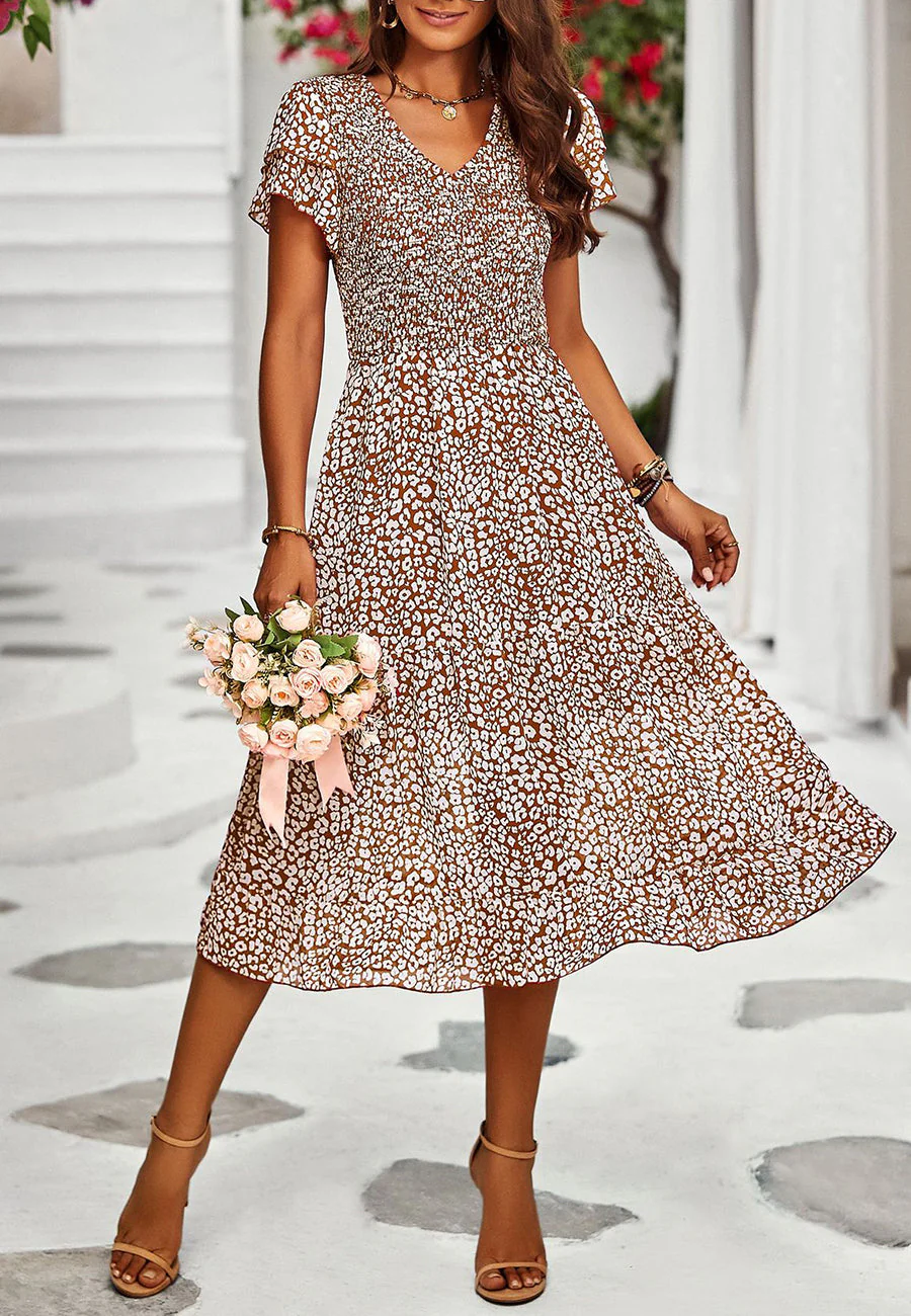 V Neck Tiered Sleeves Dress - Image 14