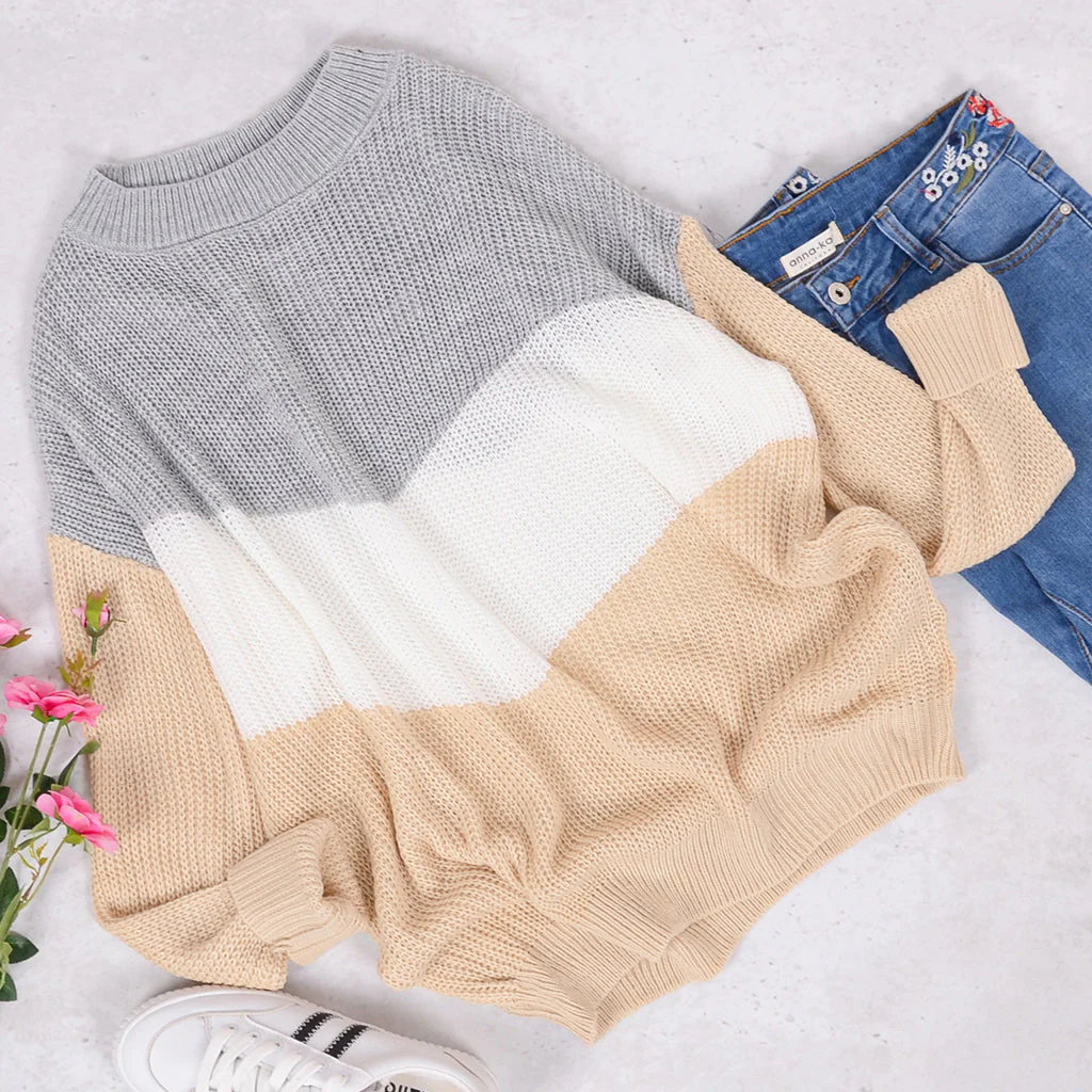 V Striped Waffle Knit Pullover - Image 4