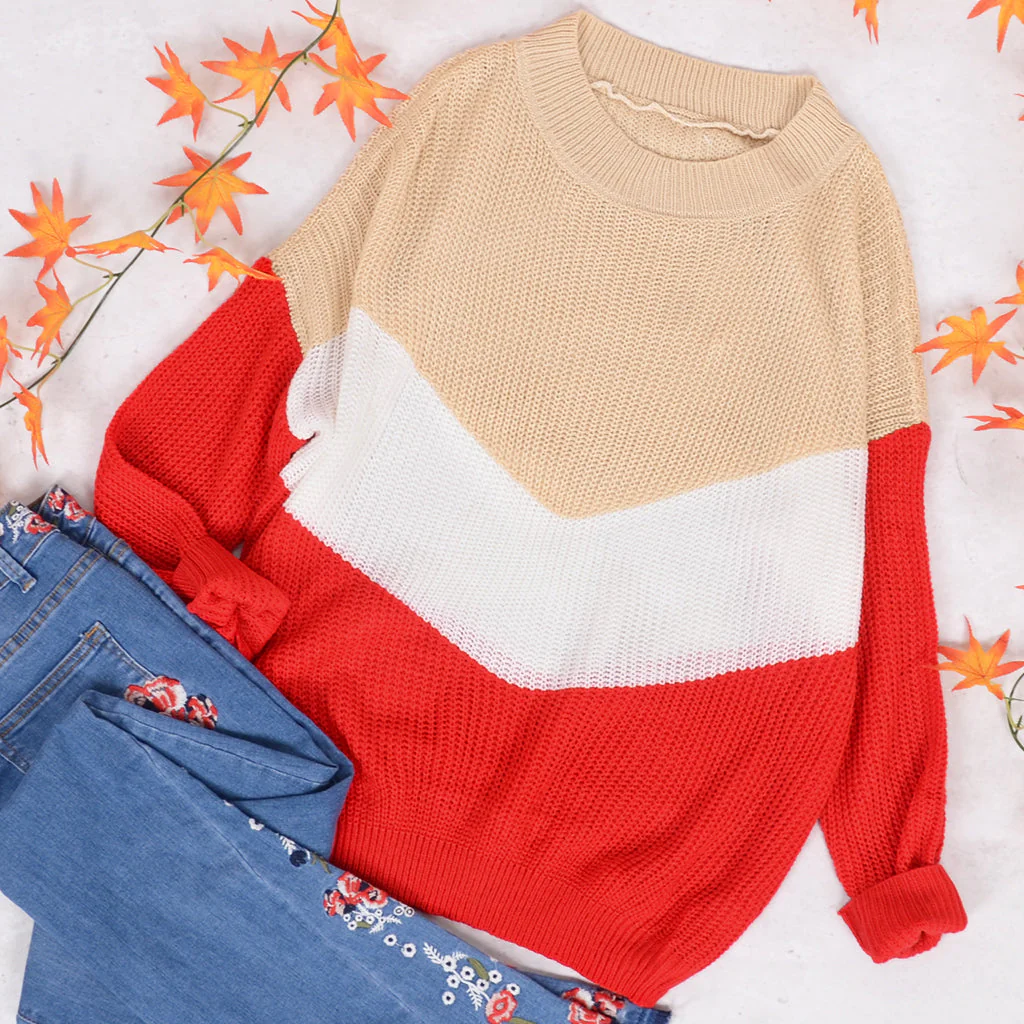 V Striped Waffle Knit Pullover - Image 8