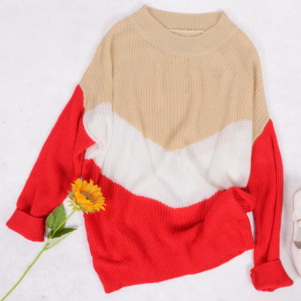 V Striped Waffle Knit Pullover - Image 9