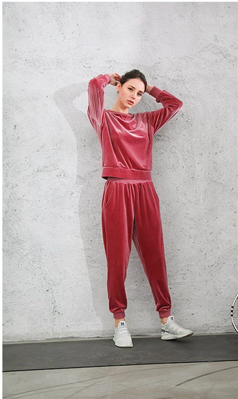 Velvet Elastic Cuffs Sweatpants - Image 10