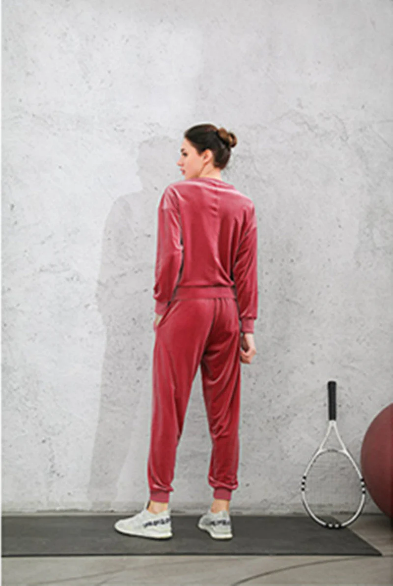 Velvet Elastic Cuffs Sweatpants - Image 11