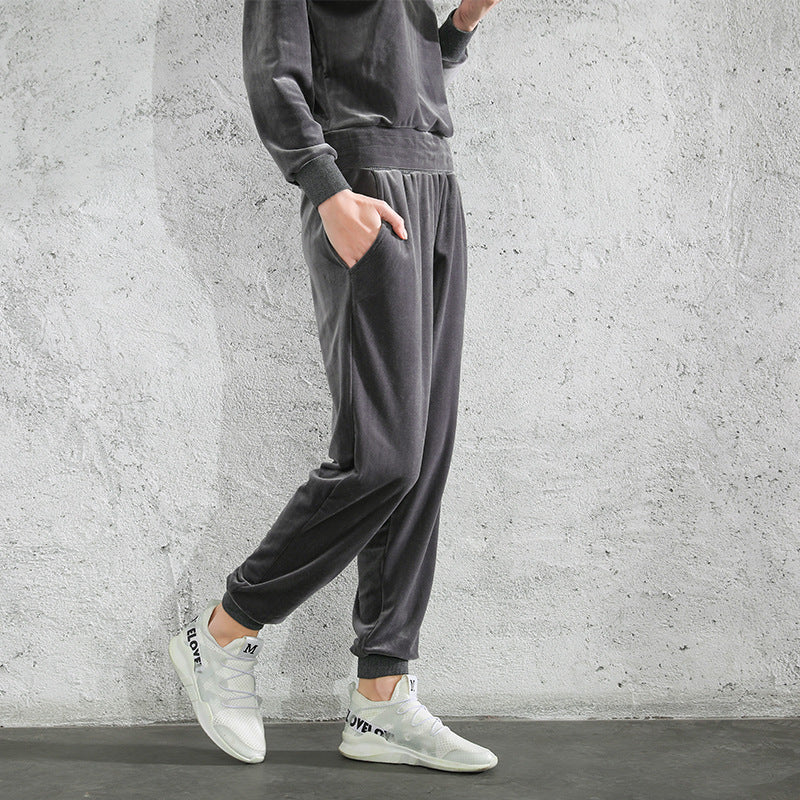 Velvet Elastic Cuffs Sweatpants - Image 4