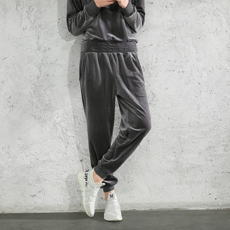 Velvet Elastic Cuffs Sweatpants - Image 5
