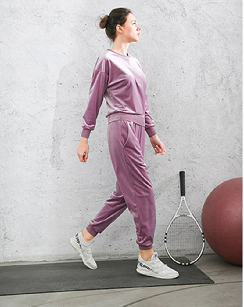 Velvet Elastic Cuffs Sweatpants - Image 7